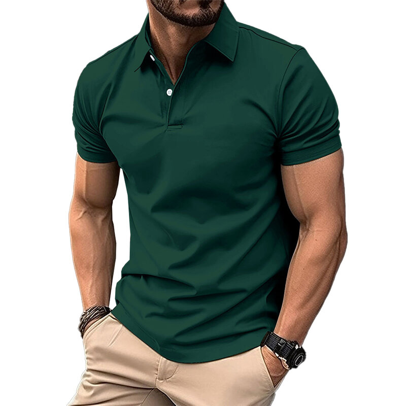 أزياء-قميص رجالي بأكمام قصيرة وزر ، الاستخدام اليومي ، تي شيرت رياضي ، تنفس ، الصيف
