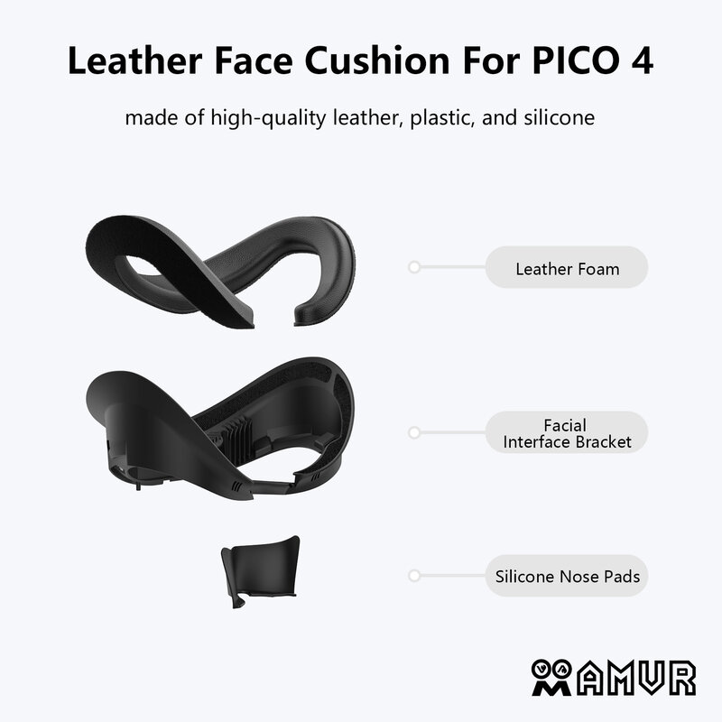 AMVR-غطاء الوجه لسماعة بيكو 4 VR ، استبدال قوس واجهة الوجه ، الإسفنج قابل للغسل ، لوحة من الجلد ، PICO4 ، ملحقات برو