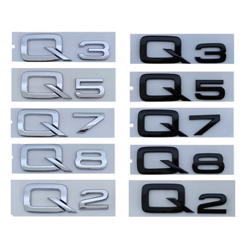 ثلاثية الأبعاد ABS لاصق كروم أسود سيارة الجذع عدد رسائل ملصق لأودي Q2 Q3 Q5 Q7 Q8 شعار شعار لوحة شارة اكسسوارات