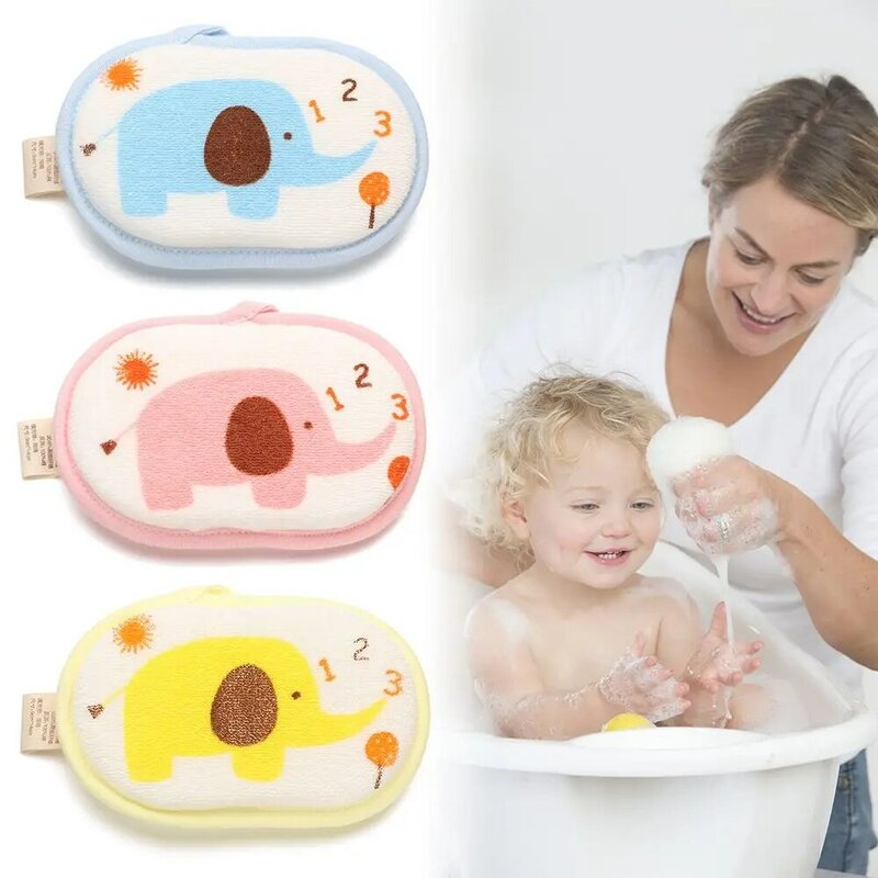 فرشاة حمام الاسفنج القطن للأطفال ، فرشاة الاستحمام التقشير ، نمط الفيل ، مدلك الرضع