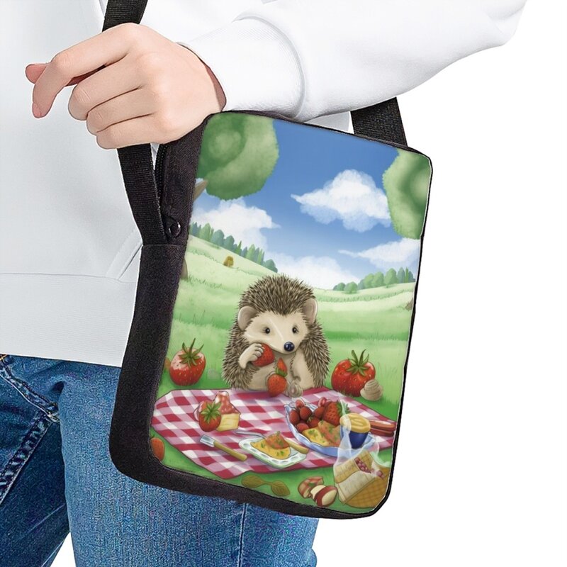 موضة جديدة الكرتون القنفذ طباعة رسول حقيبة للسيدات عادية السفر حقيبة الكتف قابل للتعديل الاطفال الصغيرة Crossbody حقيبة مدرسية