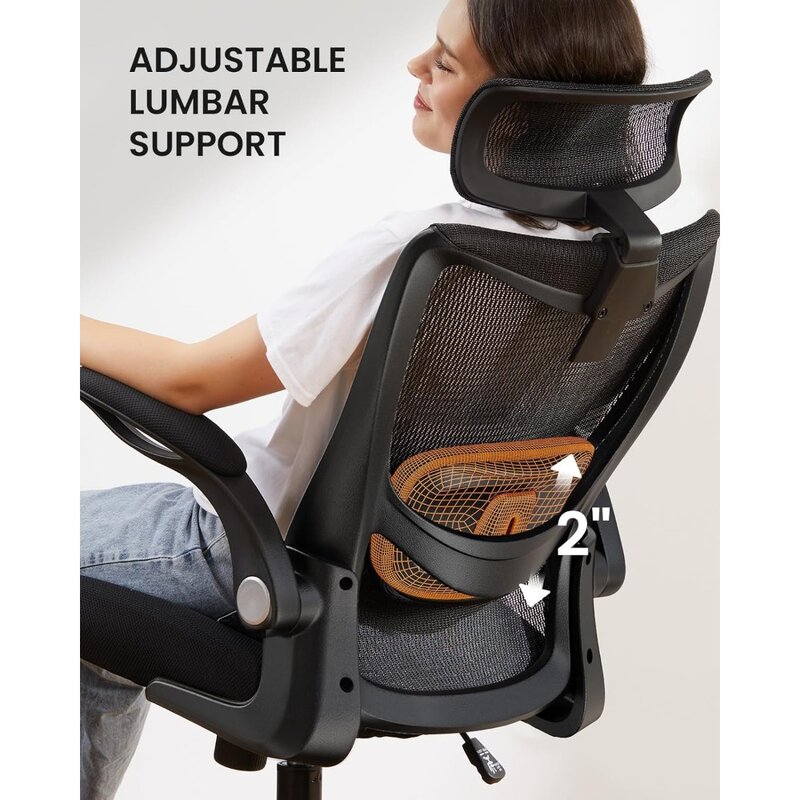 كرسي مكتب مريح مع مسند رأس قابل للتعديل ، كرسي ألعاب الكمبيوتر ، دعم أسفل الظهر