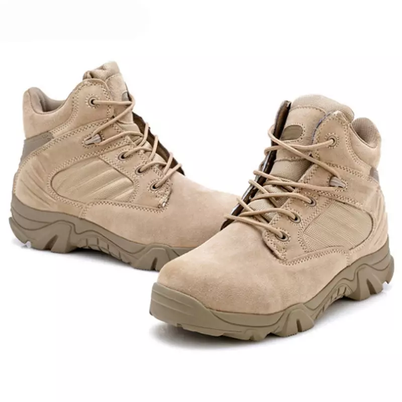 الشتاء العسكرية التكتيكية أحذية الرجال عالية الجودة جولة اصبع القدم الصحراء القتالية حذاء من الجلد الخريف رجل جلدية الجيش الأحذية