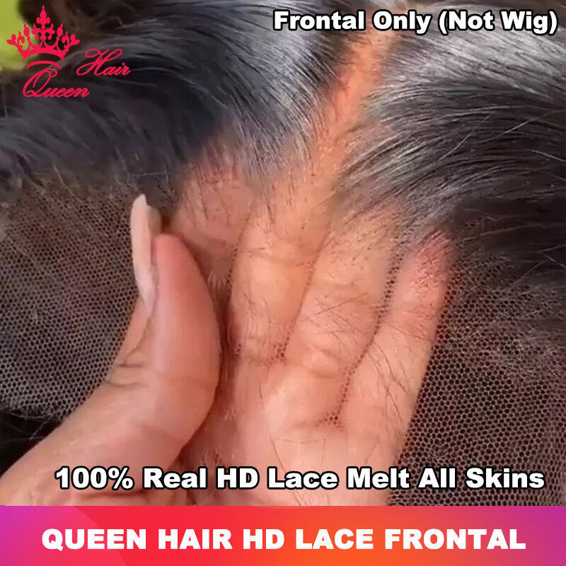 Queen Hair Real HD Full Frontal 13x6 13x4 Invisible Melt Skin Lace 4x4 5x5 6x6 7x7 Closure Raw Human Body Wave and Straight Hair