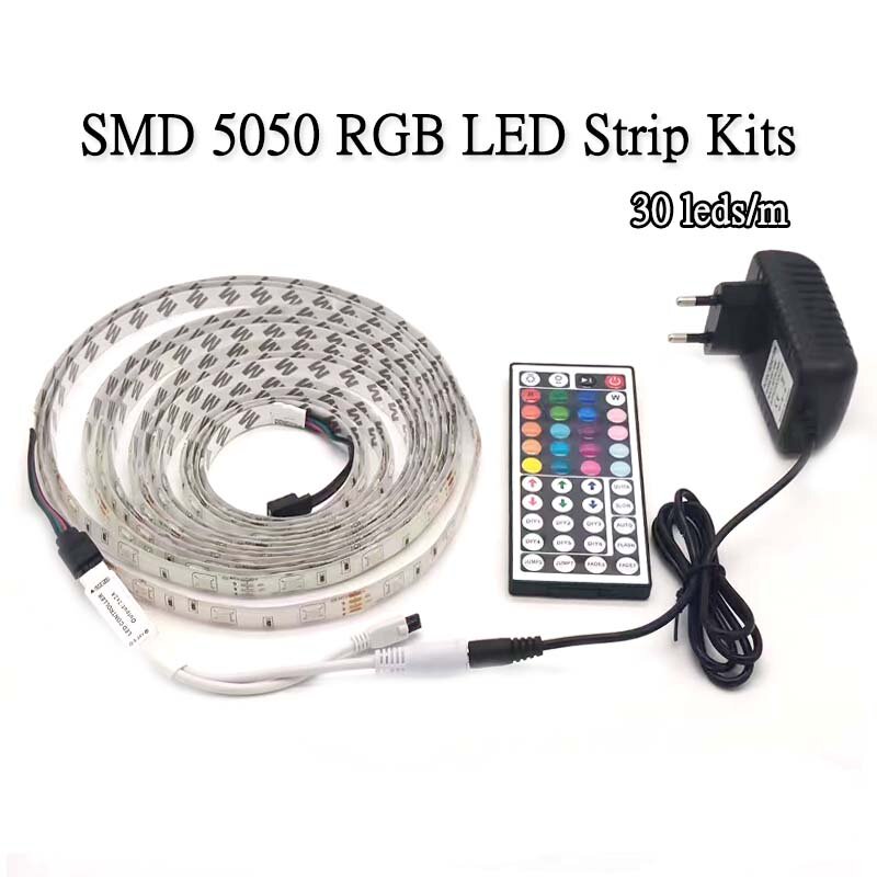 2 متر 3 متر 5 متر SMD 5050 RGB LED قطاع ضوء أطقم IR تحكم مع قوة إضاءة مقاومة للماء مصباح الشريط لغرفة النوم حديقة ديكريشن