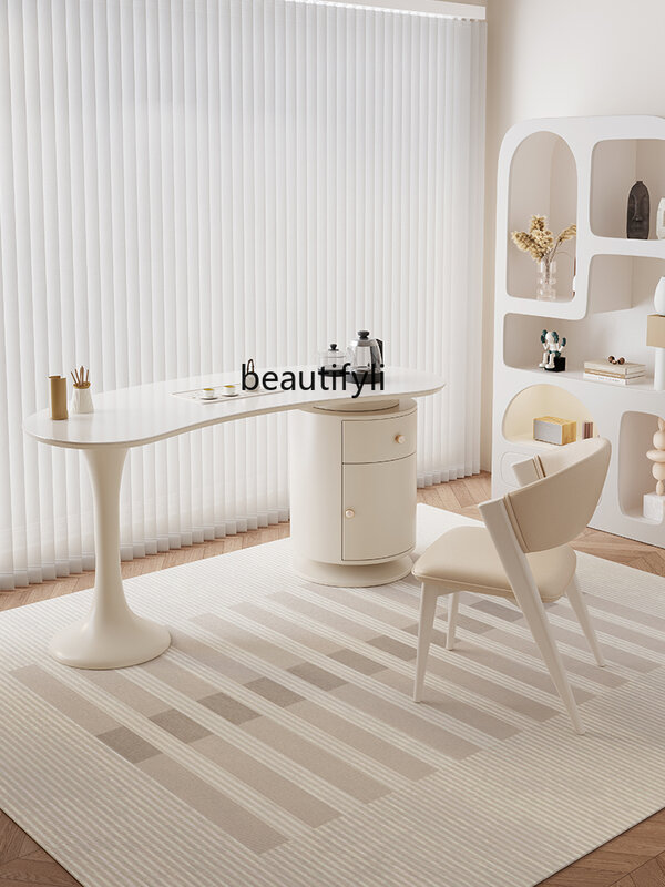 مشرق ضوء حجر لوحة الجدول مجموعة كرسي ، بسيطة الحديثة مكتب غلاية ، عالية الجودة كريم نمط ، بأسعار معقولة الفاخرة