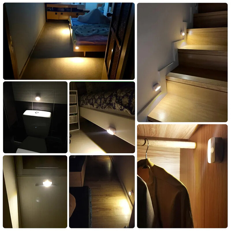 مصباح استشعار الحركة LED داخلي ، ضوء ليلي ، عصا على ضوء الليل ، أضواء تعمل بالبطارية للمدخل ، الدرج ، الحمام ، خزانة ، غرفة نوم