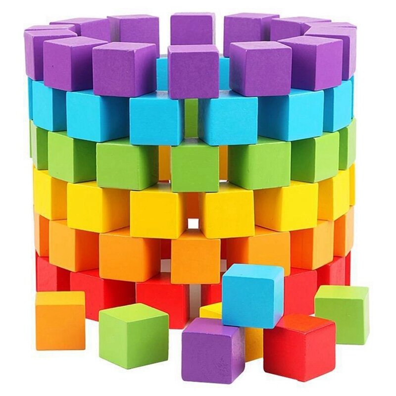 كتل بناء مكعبات خشبية ملونة للأطفال ، كتلة لعبة لوح النردي التعليمي ، 30 ، 2 × 2 سم
