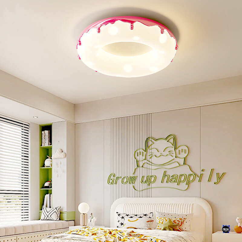AiPaiTe-ثريا سقف حديثة ليد مستديرة بتصميم دونات لغرفة الأطفال ، ديكور دراسة غرفة نوم ، تركيبات إضاءة