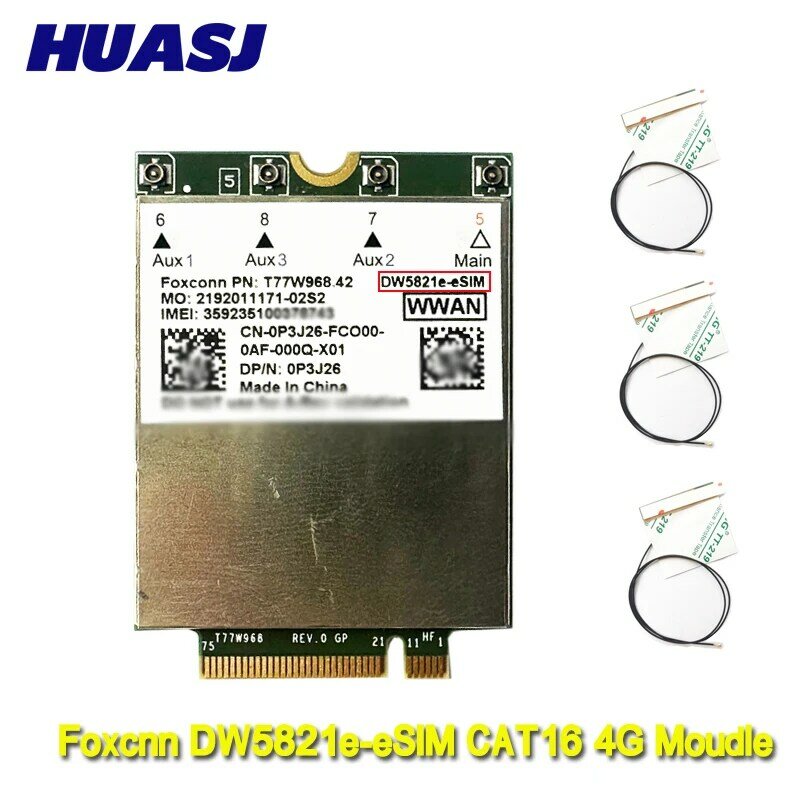 HUASJ T77W968 For Dell DW5821e- sSIM LTE Cat16 4G WWAN بطاقة وحدة ل Lattitude 5420 5424 7424 وعرة خط العرض 7400 / 7400 2-in