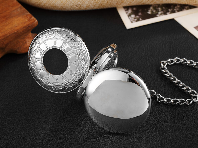 Vintage سحر الفضة للجنسين الموضة الرومانية عدد الميكانيكية Steampunk ساعة الجيب المرأة رجل قلادة قلادة مع سلسلة هدايا