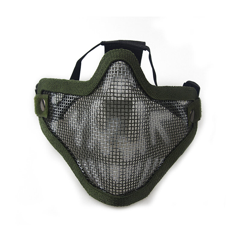 zlangsports Tactical Half Face Airsoft Mask Metal Net Dual Strap Adjustment CS Wargame Protective Masks