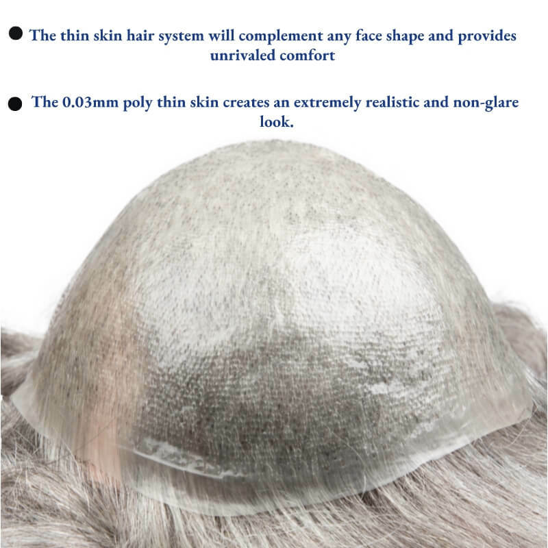 الرجال الشعر المستعار رقيقة جدا الجلد 0.03 مللي متر الإنسان الطبيعي استبدال نظام الذكور شعر مستعار الشعر الشعرية الاصطناعية ريمي شعر رجل شعر مستعار