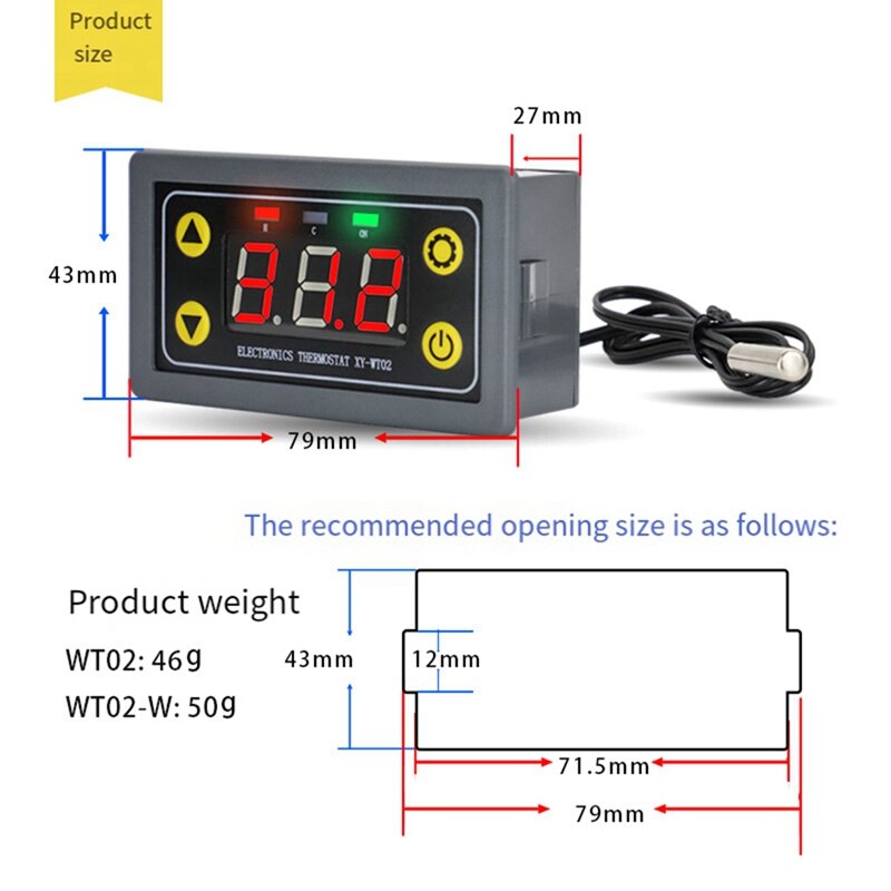 وحدة درجة الحرارة عالية الدقة ، تحكم واي فاي ، التبريد ، التدفئة ، جامع درجة الحرارة التطبيق ، XY-WT02
