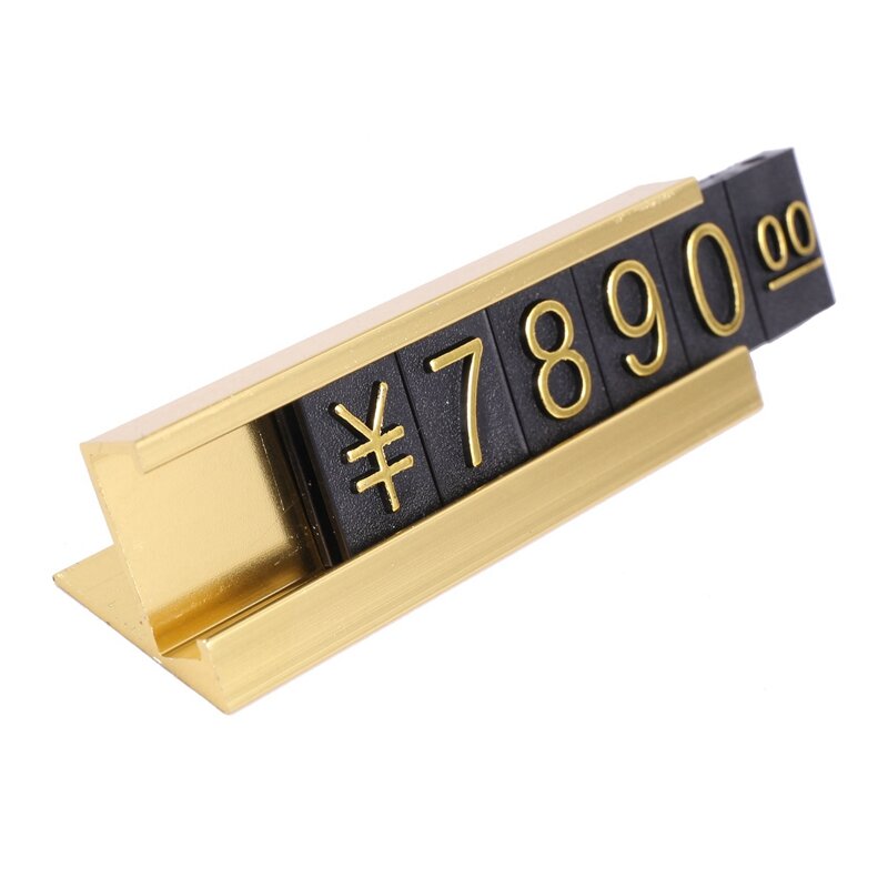 علامات أسعار معدنية بلون ذهبي ، علامات الأرقام العربية معًا ، 10X ، 19 مجموعة