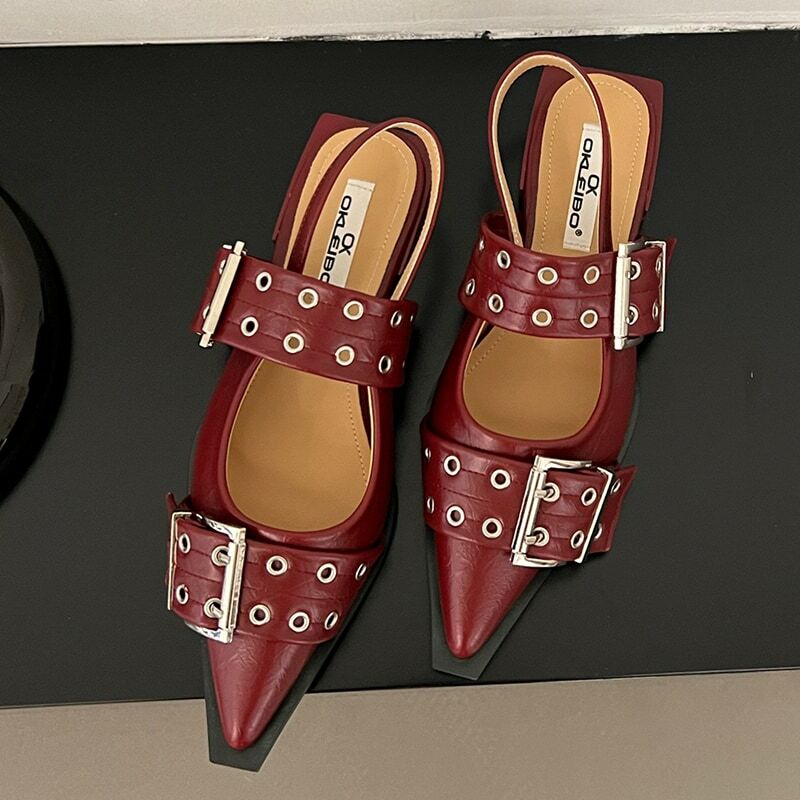 ماري جينس-أحذية نسائية مدببة من الأمام ، أحذية لوليتا للسيدات ، بغال ، إبزيم ، شقق ، صنادل ، أحذية خارجية ، أنثى ، فاخرة ، موضة ،