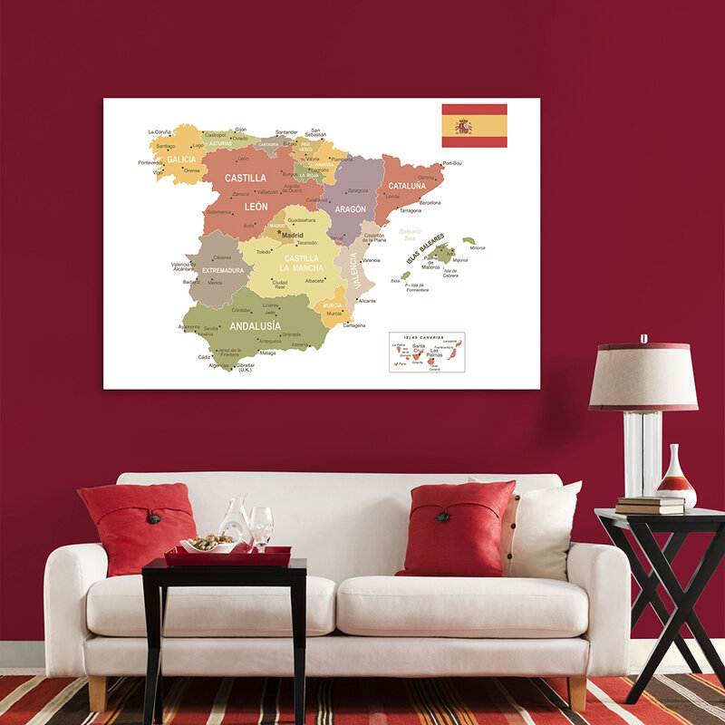 150*100 سم خريطة سياسية من إسبانيا باللغة الإسبانية غير المنسوجة حائط لوح رسم ملصق فني ديكور المنزل اللوازم المدرسية