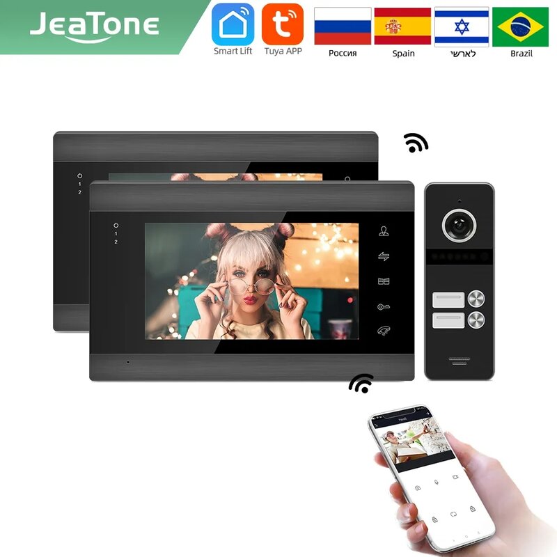 Jeatone Tuya الذكية phone7 ''واي فاي اللاسلكية فيديو intercoms للمنزل 1/2/3/4F مراقبة داخلية الجرس مع كاميرا نظام في الهواء الطلق