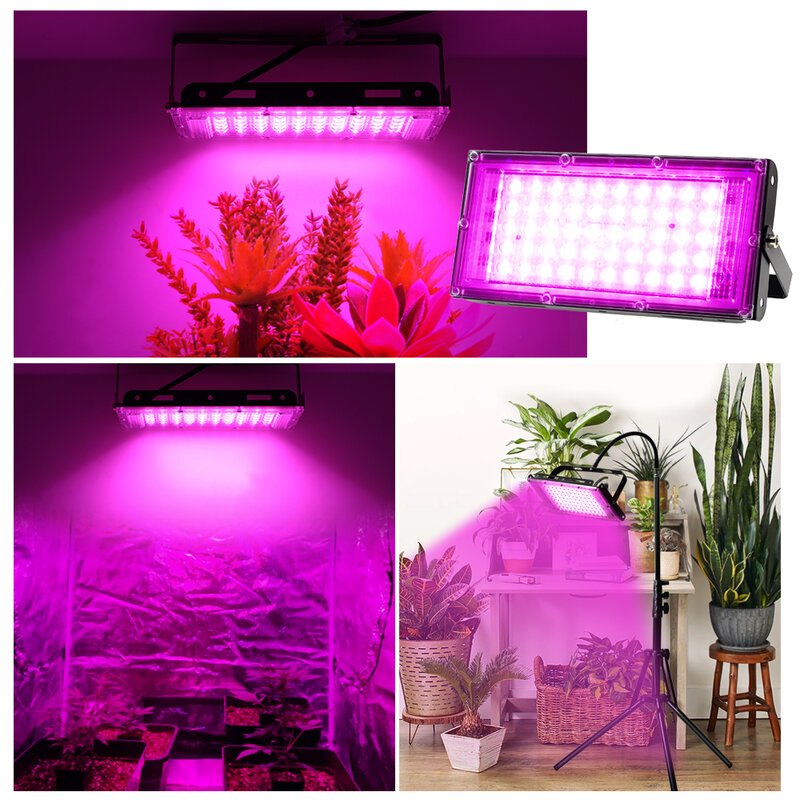 مصباح LED كامل الطيف 220 فولت مضاد للماء Phytolamp للنباتات 50 واط/100 واط/200 واط النبات ضوء الفيضانات مع الوقوف ل خيمة الدفيئة
