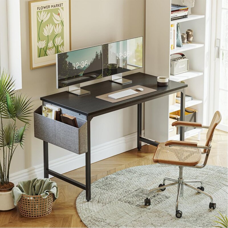 طاولة كتابة دراسة CubiCubi-Black للمكتب المنزلي ، مكتب كمبيوتر ، طراز حديث وبسيط ، 63 بوصة