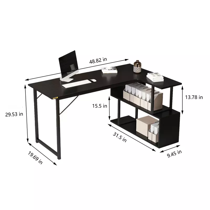 L على شكل مكتب الكمبيوتر مع 2 رفوف رف الكتب ، الزاوية الحديثة ، طاولة الكمبيوتر مع التخزين ، مكتب مكتب ، طاولة الدراسة ، مكتب الكتابة