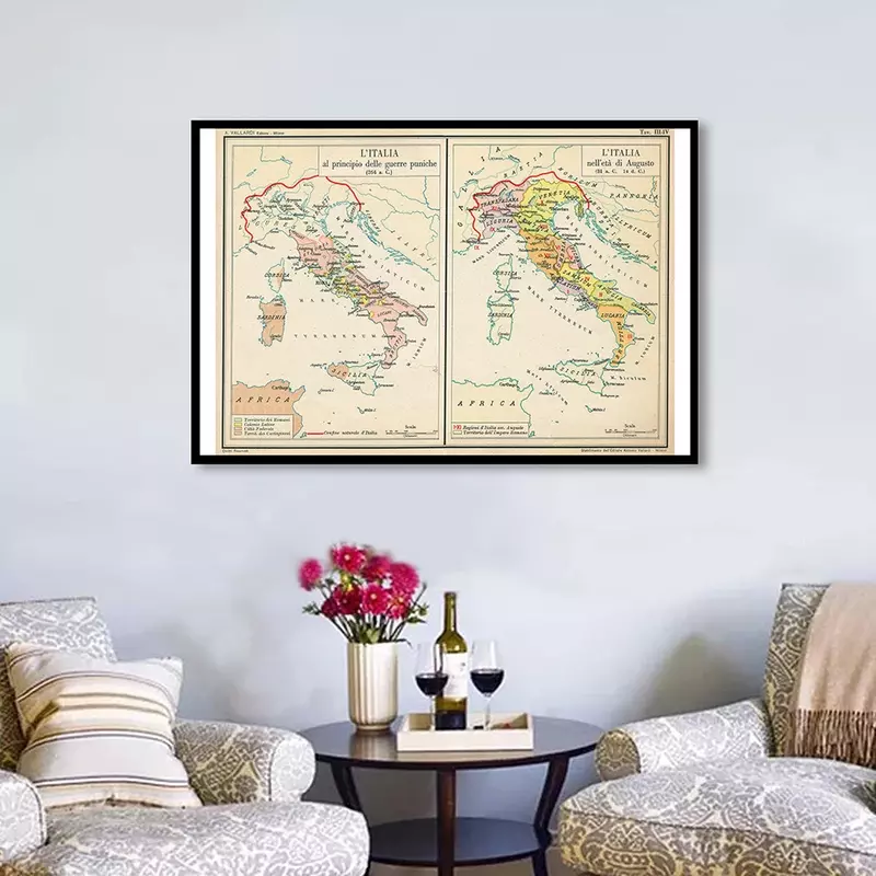90*60 سنتيمتر Vintage خريطة إيطاليا في الإيطالية الجدار ملصق فني غير المنسوجة قماش اللوحة الفصول الدراسية ديكور المنزل اللوازم المدرسية