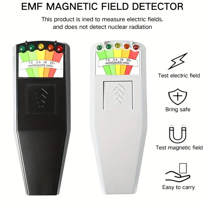 كاشف المجال المغناطيسي 5-LED مقياس EMF للصيد شبح معدات خوارق اختبار عداد محمول احترافي اختبار مقياس EMF