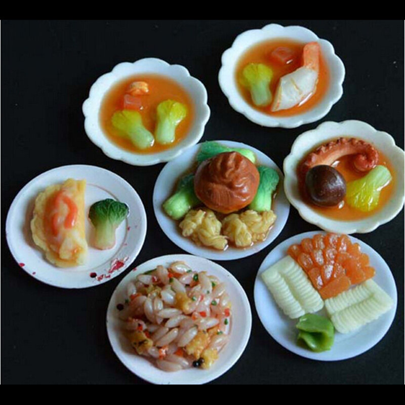مجموعة أدوات طعام مصغرة لبيت الدمية ، طبق بلاستيكي ، أطباق ، مجموعة طعام صغيرة ، 33 دولارًا