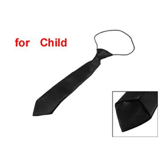 الصلبة البوليستر الأسود مطاطا سليم ربطة العنق التعادل للطفل