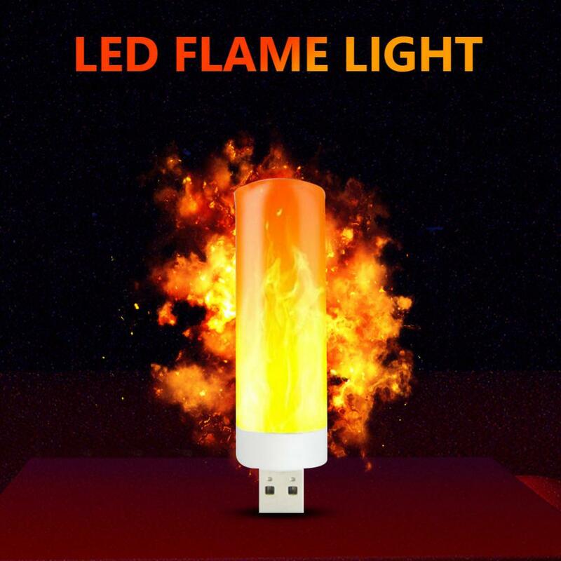 جو USB ضوء LED لهب وامض ، تأثير ولاعة دافئة ، شمعة ، مصباح كتاب ، بنك طاقة ، أداة إضاءة التخييم
