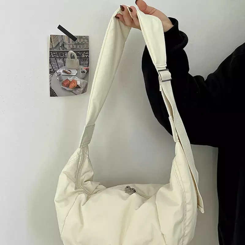 حقيبة كتف كروس بودي ذات سعة كبيرة للنساء ، حقيبة يد قطنية بسيطة ومتعددة الاستخدامات ، موضة غير رسمية ،