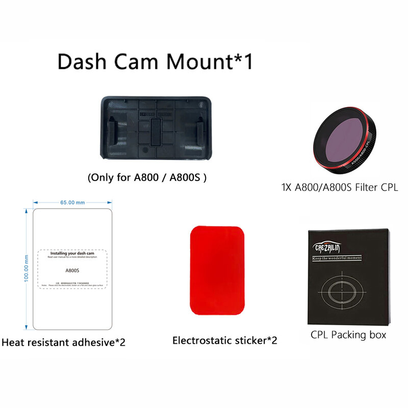 كاميرا داش مثبتة لـ 70mai ، Pro D02 Pro Plus ، A500s Pro Plus ، A200 Lite 2 ، A800S ، a810