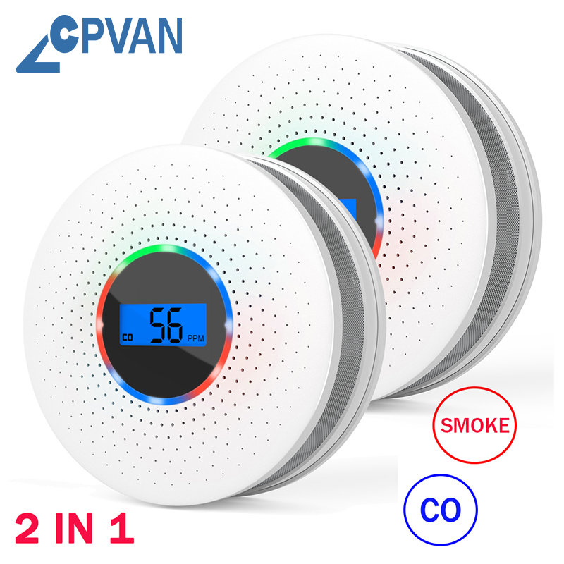 CPVAN 2 في 1 الجمع بين الدخان وأول أكسيد الكربون الكاشف مع العرض الرقمي ، إنذار الدخان وكاشف CO مع جهاز استشعار مزدوج