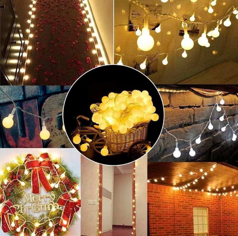 6 متر 10 متر الكرز الكرة LED أضواء جارلاند الجنية سلسلة بطارية/USB الطاقة الزفاف عيد الميلاد عطلة في الهواء الطلق غرفة جارلاند الديكور
