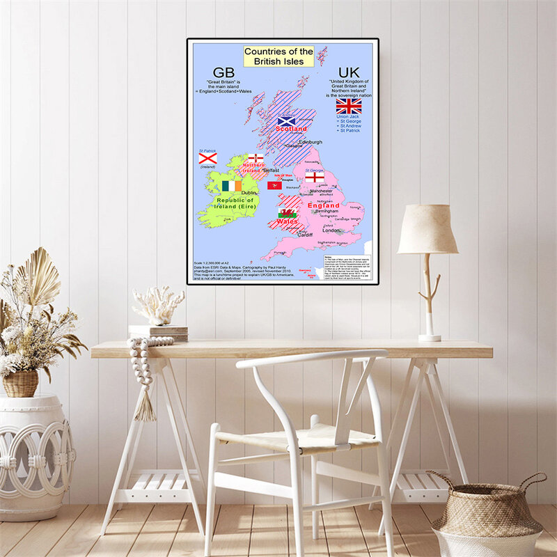 60*90 سنتيمتر 2010 خريطة المملكة المتحدة خمر حائط لوح رسم ملصق فني ديكور المنزل السفر اللوازم المدرسية