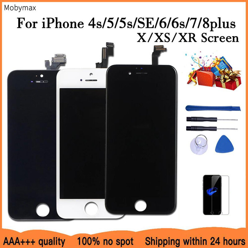 شاشة LCD لهاتف iPhone 6 6S 7 8 Plus تجميع رقمي لهاتف iPhone 5 5s SE زجاج لمس لهاتف iPhone X XR XS Max استبدال شاشة
