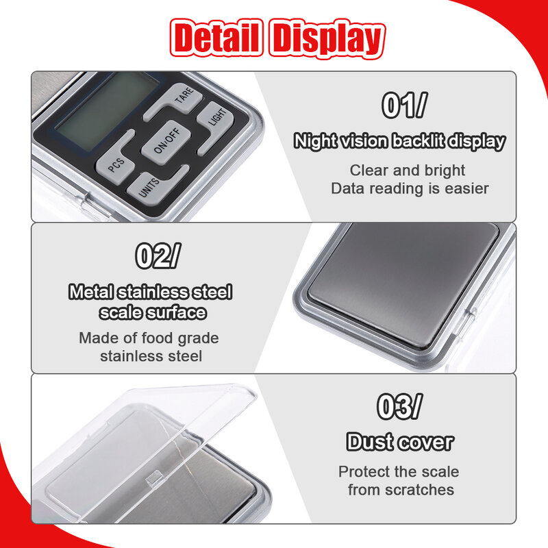 ميزان إلكتروني جديد مجوهرات الذهب التوازن الوزن غرام LCD جيب الترجيح مقياس المطبخ الرقمي مع دقة عالية 0.01g