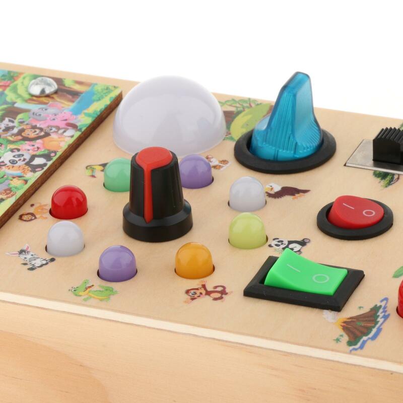 لوحة مونتيسوري مشغولة مع ليد ، لعبة حسية خشبية للأطفال 1-3 أطفال
