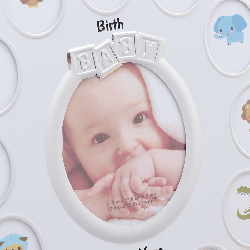 سجل نمو الصورة للأطفال حديثي الولادة ، ملقاط أبيض ، هدايا الرضع ، 12 شهرًا