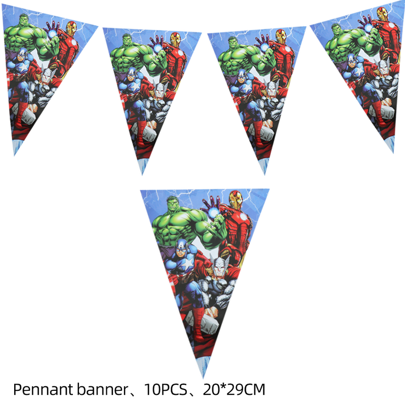 ديزني-أفنجرز مثلث سحب الأعلام ، الرايات عيد ميلاد ، حفلة سبايدرمان ، لافتات الزفاف ، كاندي بار ، ديكور المنزل خمر ، 20x29cm