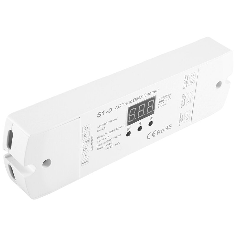 مزدوج قناة إخراج سيليكون DMX512 LED المراقب المالي ، العرض الرقمي ، S1-D ، وسهلة الاستخدام ، DMX باهتة ، التيار المتناوب 100 فولت-240 فولت ، 288 واط ، 2CH ترياك