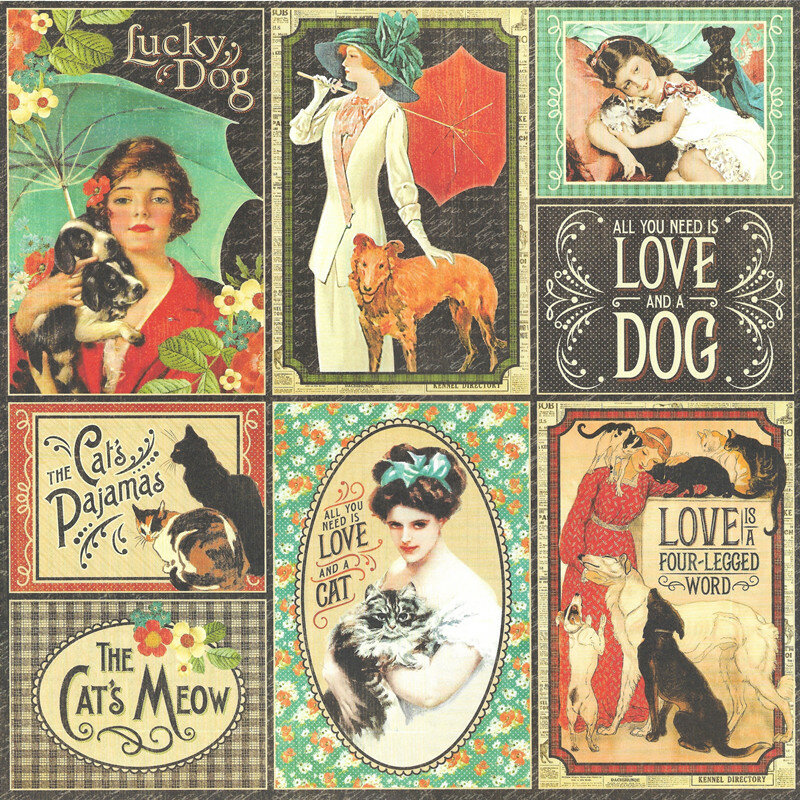 1 حزمة Vintage القطط الكلاب و سيدة ملصق DIY بها بنفسك الحرفية سكرابوكينغ ألبوم غير المرغوب فيه مجلة ملصقات الزخرفية