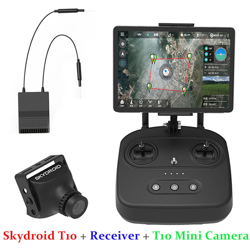 Skydroid T10 التحكم عن بعد ث/كاميرا صغيرة R10 ريسيفر 4 في 1 مع 10 كجم نقل خريطة رقمية لآلة حماية النبات