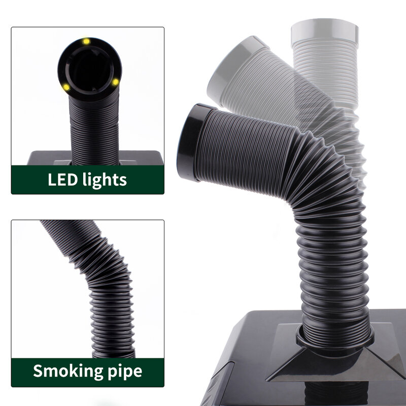 LUXIANZI-جهاز امتصاص الدخان مع ضوء LED ، جهاز استخراج الدخان ، أداة التدخين ، فلتر الكربون المنشط ، حديد لحام الاسفنج ، 220 فولت