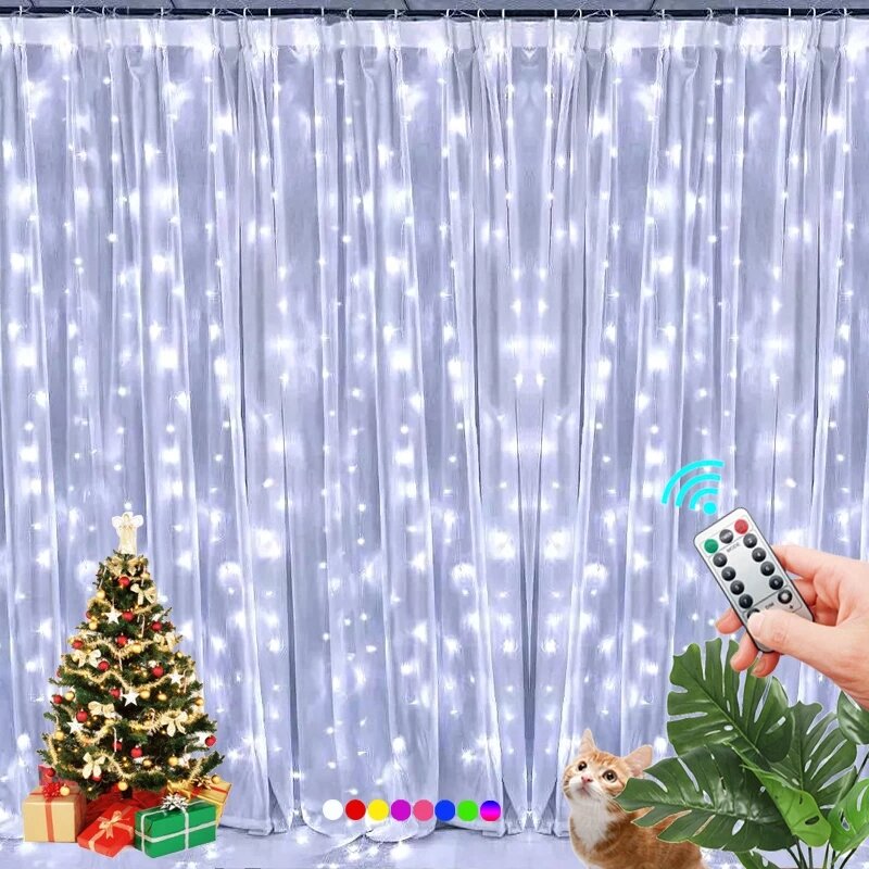 3M LED الستار الطوق على نافذة USB سلسلة أضواء الجنية اكليل التحكم عن بعد العام الجديد عيد الميلاد زينة للمنزل غرفة