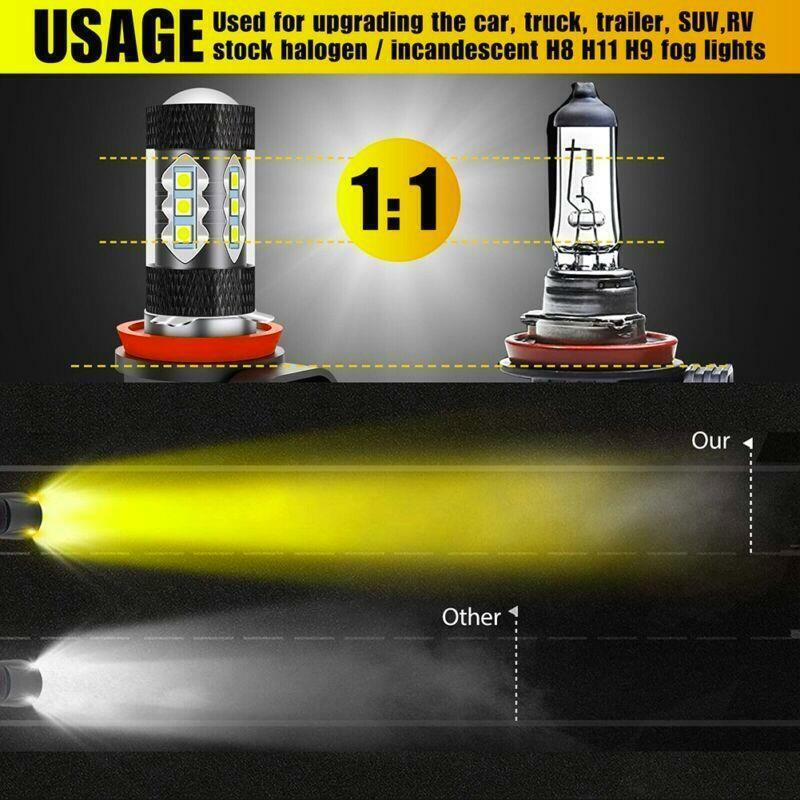 مصباح ضباب LED فائق السطوع ، أصفر ذهبي ، DRL ، H11 ، H8 ، مصابيح عالية الطاقة
