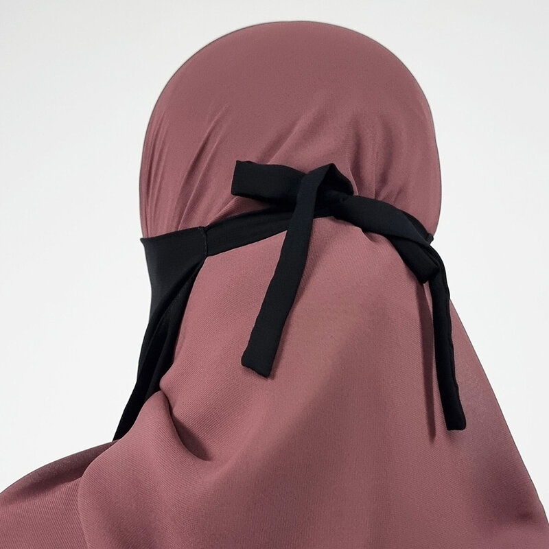 غطاء ساتان يسمح بالتهوية لنصف الوجه للنساء ، عصابة رأس ، ربطة حجاب ، نقاب خلفي ، عيد رمضان ، طبقة واحدة ، إسلامية متواضعة ، ملابس تقليدية إسلامية
