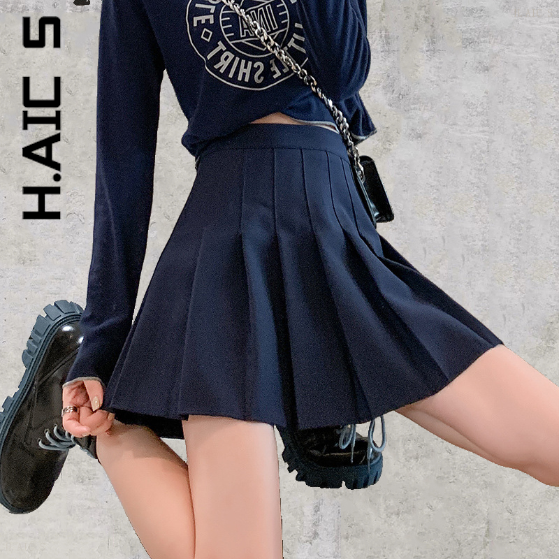 H.Aic S عالية الخصر التنانير تنورة صغيرة الموضة الصلبة المرأة عادية أنيقة المرأة تنورة سلامة السراويل مطوي Y2K تنورة السراويل