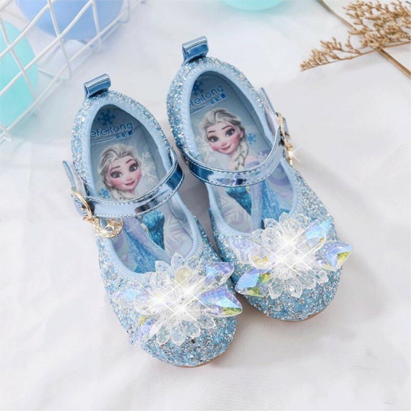 صندل الأميرة اللامع المجمد للفتيات ، حذاء حفلة للأطفال ، حذاء رقص ، حذاء مسطح