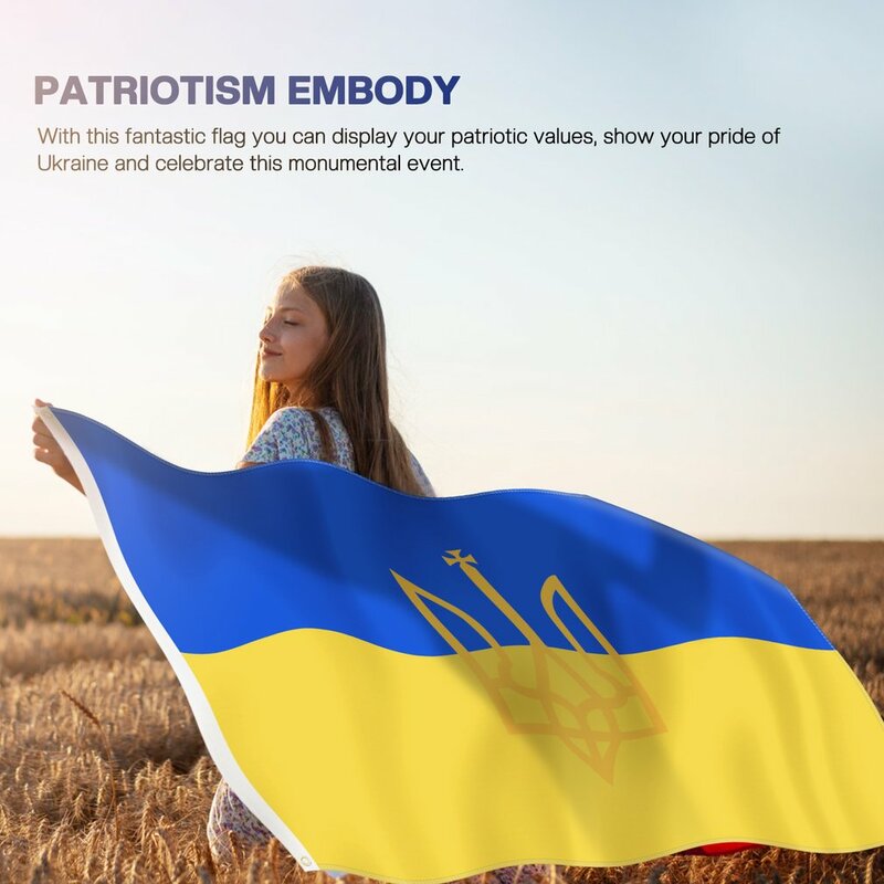 90*150 سنتيمتر العلم أوكرانيا العلم الوطني مع شارة راية مكتب النشاط موكب مهرجان ديكور المنزل أوكرانيا علم الدولة